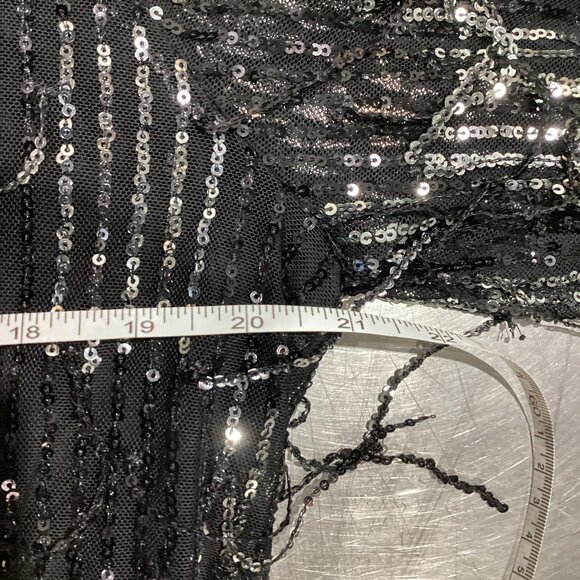 ZARA Black Sequin & Fringe Mini Shift Dress - Picture 3 of 6